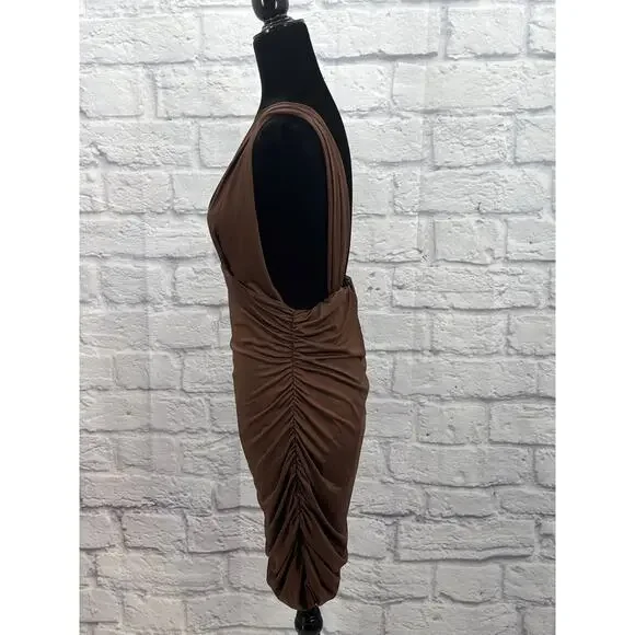 Shein Brown Rouched Bodicon Mini Dress XL - Picture 4 of 4